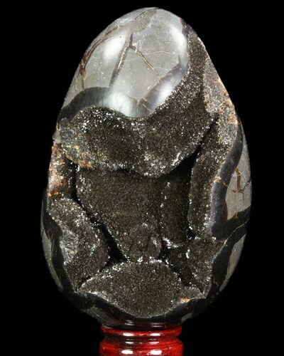 Septarian Dragon Egg Geode - Black Crystals #96730